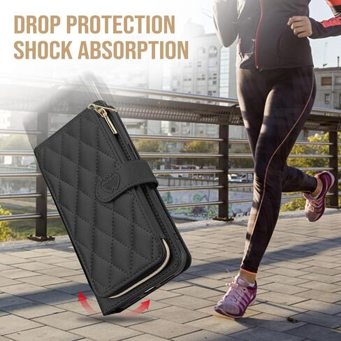 ل Samsung Galaxy S24 محفظة Ultra Wallet مع Crossbody وحزام المعصم للنساء الفتيات ، والأزياء الجلدية RFID حظر كيكستاند فليب فوليو غطاء الهاتف مع حامل البطاقة والسحاب الأسود in Saudi Arabia