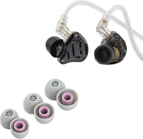 Linsoul KZ ZS10 Pro 2dd + 4Ba in Ear Monitor IEM (Black ، with MIC) + Kiwi Ears Flex Ambud ، 3 أزواج ، S/M/L Size in Saudi Arabia