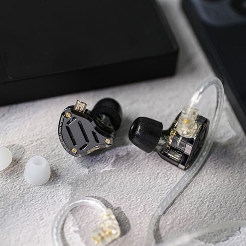 Linsoul KZ ZS10 Pro 2dd + 4Ba in Ear Monitor IEM (Black ، with MIC) + Kiwi Ears Flex Ambud ، 3 أزواج ، S/M/L Size in Saudi Arabia