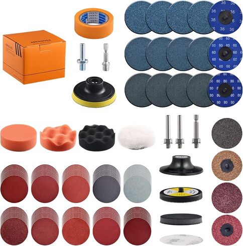 117 Pack 2 inch Hook & Loop Quick Change Sanding Discs Set for Drill Sanding Attachment, Headlight Restoration & Multi-Surface Sanding, Wet/Dry Use, 36-3000 Grit in Saudi Arabia