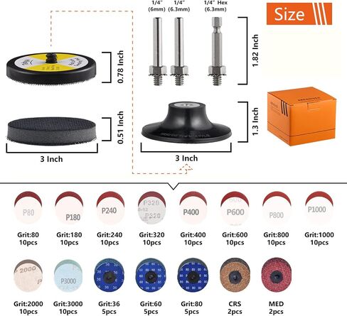 117 Pack 2 inch Hook & Loop Quick Change Sanding Discs Set for Drill Sanding Attachment, Headlight Restoration & Multi-Surface Sanding, Wet/Dry Use, 36-3000 Grit in Saudi Arabia