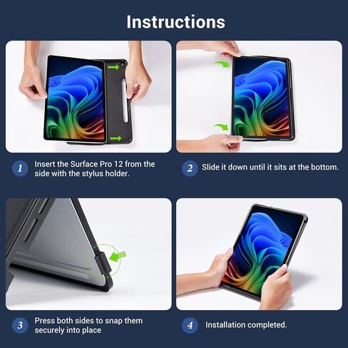 Cobak Rugged Case لـ Microsoft Surface Pro 12 "2025 ، غطاء وقائي مقاوم للصدمات مع حزام يدوي ، ركيستاند متعدد الزوايا ، حامل قلم مدمج ، متوافق مع لوحة مفاتيح غطاء النوع in Saudi Arabia