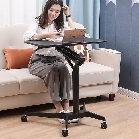 Adjustable Mobile Side Table with Wheels - Overbed Computer Table for Reading & Nursing, Ideal for Bedridden & Elderly, Height Adjustable Sofa End Table in Saudi Arabia