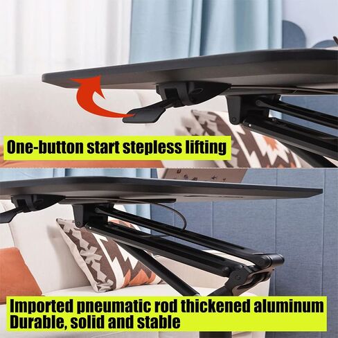 Adjustable Mobile Side Table with Wheels - Overbed Computer Table for Reading & Nursing, Ideal for Bedridden & Elderly, Height Adjustable Sofa End Table in Saudi Arabia