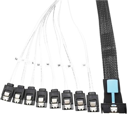 AEF1-0.5M PCI-E Slimline S/AS SFF-8654 8I to 8X SATA Server Hard Drive Conversion Cord SFF-8654 74P to 8Xsata 7P Cord in Saudi Arabia