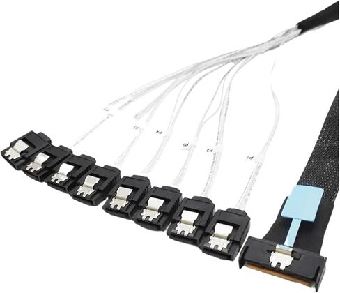AEF1-0.5M PCI-E Slimline S/AS SFF-8654 8I to 8X SATA Server Hard Drive Conversion Cord SFF-8654 74P to 8Xsata 7P Cord in Saudi Arabia