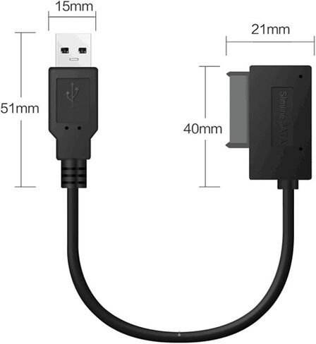 USB 2.0 to M1ni Sata II 7+6 13Pin Adapter Converter Cable for CD/DVD ROM Slimline Drive Converter HDD Caddy in Saudi Arabia