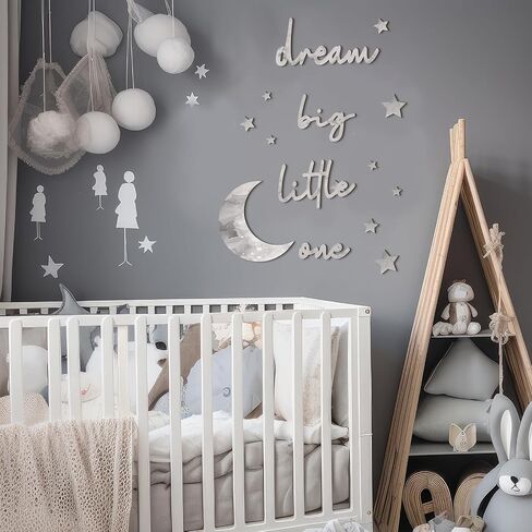 15 Pcs Dream Big Little One Wooden Nursery Wall Decor Boho Moon Stars Babyroom Wall Art Neutral Nursery Hang on Wall Sign for Boys Girls Bedroom Home Farmhouse Living Playroom in Saudi Arabia