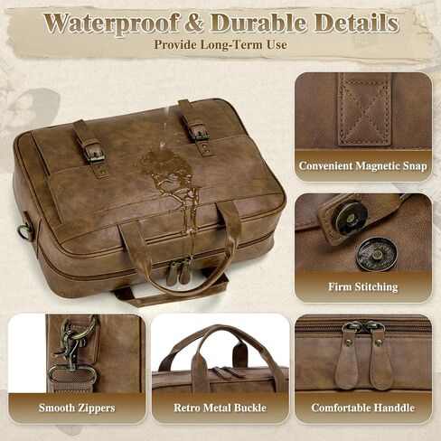 RAINSMORE Messenger Bag for Men 16 Inch Laptop Bag Vintage Leather Waterproof Laptop Briefcases Large Computer Satchel Bag in Saudi Arabia