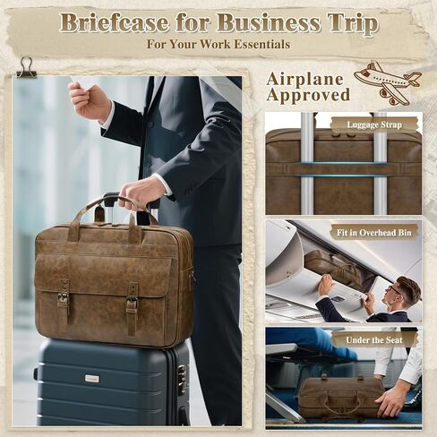 RAINSMORE Messenger Bag for Men 16 Inch Laptop Bag Vintage Leather Waterproof Laptop Briefcases Large Computer Satchel Bag in Saudi Arabia
