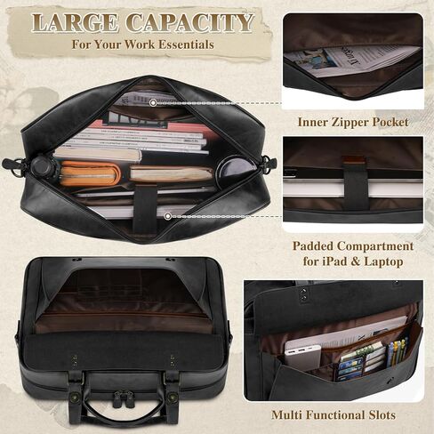 RAINSMORE Messenger Bag for Men 16 Inch Laptop Bag Vintage Leather Waterproof Laptop Briefcases Large Computer Satchel Bag in Saudi Arabia
