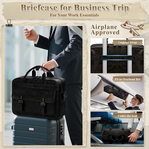 RAINSMORE Messenger Bag for Men 16 Inch Laptop Bag Vintage Leather Waterproof Laptop Briefcases Large Computer Satchel Bag in Saudi Arabia