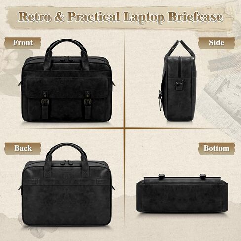 RAINSMORE Messenger Bag for Men 16 Inch Laptop Bag Vintage Leather Waterproof Laptop Briefcases Large Computer Satchel Bag in Saudi Arabia