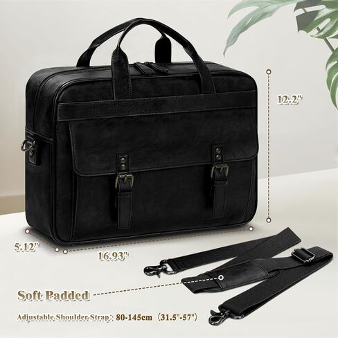 RAINSMORE Messenger Bag for Men 16 Inch Laptop Bag Vintage Leather Waterproof Laptop Briefcases Large Computer Satchel Bag in Saudi Arabia