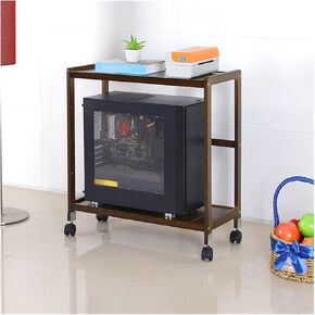 CPU Stand PC Tower Stand, 2-Tier Rolling CPU Stand, Bamboo Mobile PC Host Case Stand with Caster Wheels(Natural 59 * 26 * 61cm) in Saudi Arabia