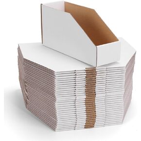 ZBEIVAN Cardboard Storage Bins Boxes 30 Packs, Easy Assembly Pantry Organizer Bins for Shelf, White (12x4x4.5, 12x6x4.5, 12x8x4.5 Inches) in Kuwait