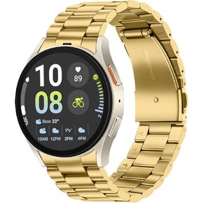 Tasikar No Gap Bands Compatible with Samsung Galaxy Watch Band 7/6/5/4/FE 44mm 40mm/6 Classic Band 47mm 43mm/5 Pro 45mm/4 Classic 46mm 42mm, 20mm Metal Strap for Men Women, Gold in Kuwait