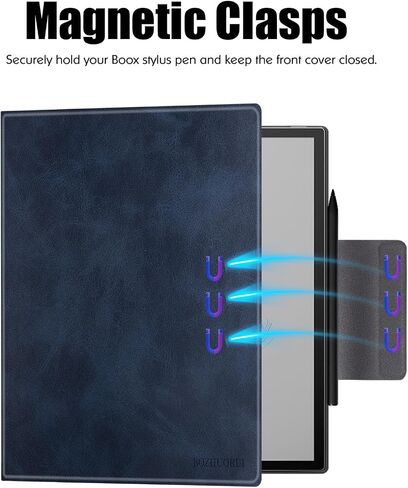 BOZHUORUI Slim Case for 13.3" Boox Note Max (2024) & 13.3" Boox Tab X C (2025) | Pen Clasp Design | Book Folio Style | with Sleep/Wake | Vegan PU Leather Ultra-Thin Magnetic SleepCover (Rock Black) in Kuwait