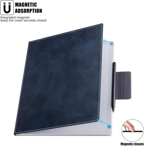 BOZHUORUI Slim Case for 13.3" Boox Note Max (2024) & 13.3" Boox Tab X C (2025) | Pen Clasp Design | Book Folio Style | with Sleep/Wake | Vegan PU Leather Ultra-Thin Magnetic SleepCover (Rock Black) in Kuwait