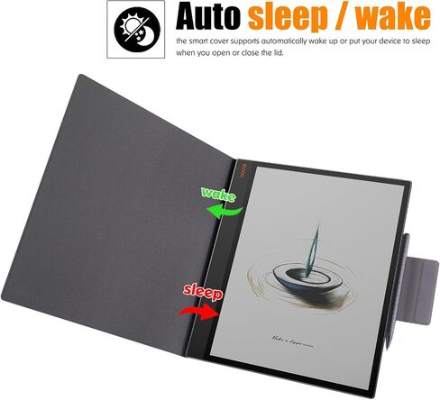 BOZHUORUI Slim Case for 13.3" Boox Note Max (2024) & 13.3" Boox Tab X C (2025) | Pen Clasp Design | Book Folio Style | with Sleep/Wake | Vegan PU Leather Ultra-Thin Magnetic SleepCover (Rock Black) in Kuwait