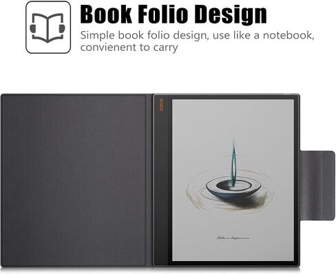 BOZHUORUI Slim Case for 13.3" Boox Note Max (2024) & 13.3" Boox Tab X C (2025) | Pen Clasp Design | Book Folio Style | with Sleep/Wake | Vegan PU Leather Ultra-Thin Magnetic SleepCover (Rock Black) in Kuwait