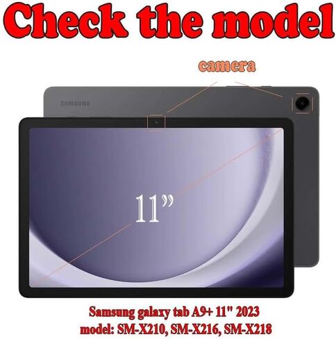 Premium for Galaxy Tab A9 Plus 11 case with Card Slots PU Leather Line Imprinted Tablet Cover - Black in Saudi Arabia