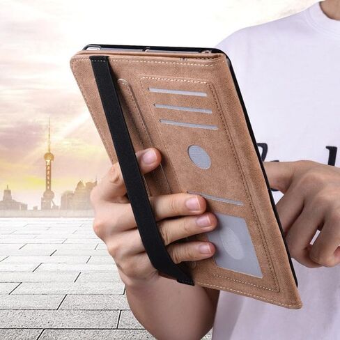 Premium for Galaxy Tab A9 Plus 11 case with Card Slots PU Leather Line Imprinted Tablet Cover - Black in Saudi Arabia