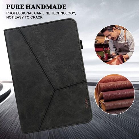 Premium for Galaxy Tab A9 Plus 11 case with Card Slots PU Leather Line Imprinted Tablet Cover - Black in Saudi Arabia