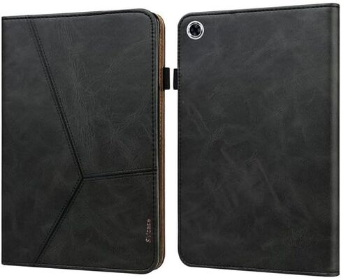 Premium for Galaxy Tab A9 Plus 11 case with Card Slots PU Leather Line Imprinted Tablet Cover - Black in Saudi Arabia