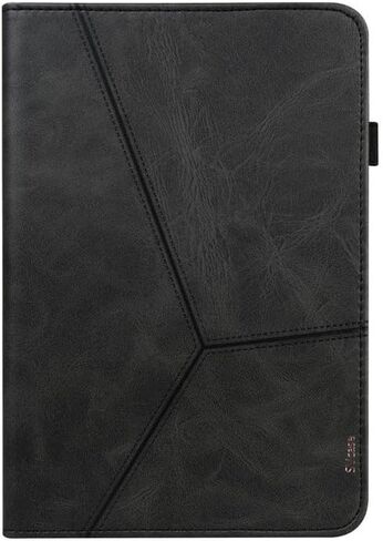 Premium for Galaxy Tab A9 Plus 11 case with Card Slots PU Leather Line Imprinted Tablet Cover - Black in Saudi Arabia