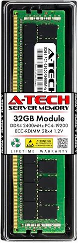 A-Tech 32GB RAM استبدال Dell SNPCPC7GC/32G ، A8711888 ، CPC7G ، 0CPC7G | DDR4 2400MHz PC4-19200 2RX4 ECC مسجلة RDIMM وحدة ذاكرة خادم واحد in Saudi Arabia
