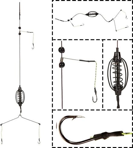 Carp Fishing Feeder Baits Cage, Spring Fish Feeder with Holder, Sinkers Cage Feeders Tackle Fishing Sinkers Weights Inline Methods Fishings Tackle Baits Cages Hook Rigs Set in Saudi Arabia