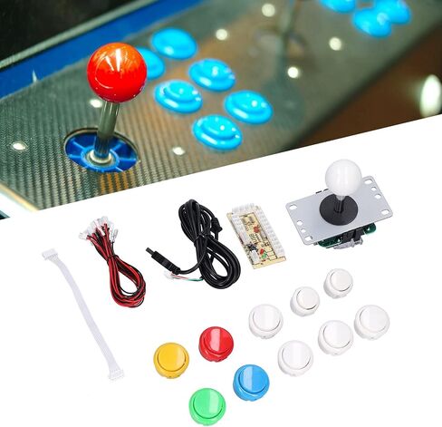 Leapiture Arcade Game Moverystick Kits ، Zero Delay Game DIY Kit Parts with Encoder Board 10 Buttons Bowluction for Mame (White2) in Saudi Arabia