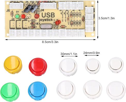 Leapiture Arcade Game Moverystick Kits ، Zero Delay Game DIY Kit Parts with Encoder Board 10 Buttons Bowluction for Mame (White2) in Saudi Arabia