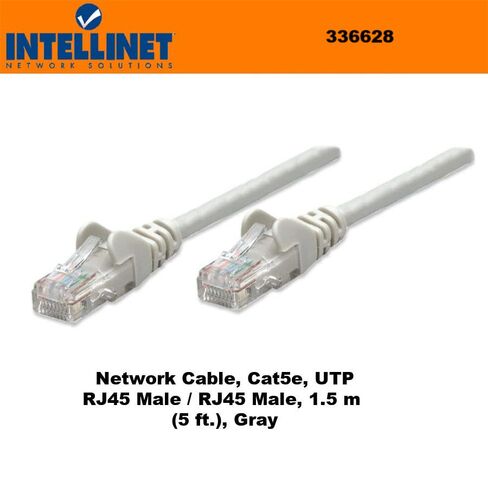 Intellinet (4 pack Bundle) Cable ، CAT5E ، UTP RJ-45 Male/RJ-45 Male ، 1.5 M (5 ft.) ، Gray (336628-4pk) in Kuwait