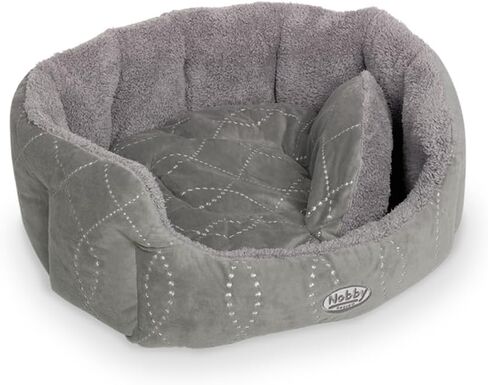 Nobby Padded Plush Oval Bed with Reversible Cushion Ceno, 55 x 50 x 21 cm, Black in Kuwait