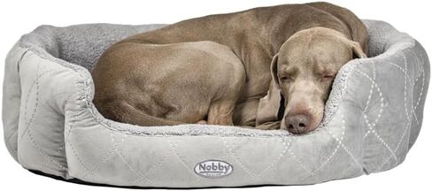Nobby Padded Plush Oval Bed with Reversible Cushion Ceno, 55 x 50 x 21 cm, Black in Kuwait