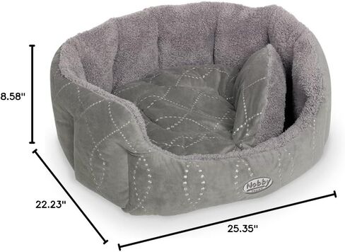 Nobby Padded Plush Oval Bed with Reversible Cushion Ceno, 55 x 50 x 21 cm, Black in Kuwait