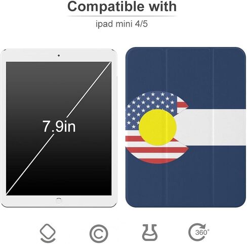 United States Colorado Flag Case with Pen Pend Slim Lightweight Trifold Stand متوافق مع iPad Mini 4/5/6 Mini6 （8.3in） in Kuwait