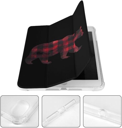 علبة دب منقوشة باللون الأحمر والأسود مع حامل قلم خفيف الوزن خفيف الوزن متوافق مع iPad mini 4/5/6 mini4/5 （7.9in） in Kuwait