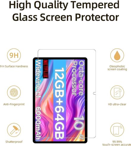 واقي الشاشة للاتصالات CTAB CTAB 10 10.1 بوصة Android 15 Tablet ، HD HD Scratch Resistant Glass Film For Callsky-Tab CTAB 10 Drop Protection ، Touch Contensive ، Anti-Pingerprint ، 1 Pack. in Kuwait