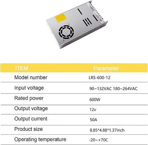 LRS-600-12 600W 12V AC-DC Single Opening Switch Supply-Grade Industrial ، الكفاءة العالية للأتمتة ، الروبوتات ، CNC ، آلات التغليف in Saudi Arabia