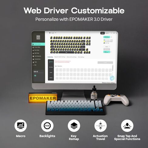 EPOMAKER G84 HE Wireless Gaming Keyboard, 8K Polling & 8000mAh, SOCD & DKS, Hall Effect Keyboard with Fast Trigger & Adjustable Actuation, RGB Backlit, PBT Keycap, Hot-Swap, for Win/Mac in Saudi Arabia