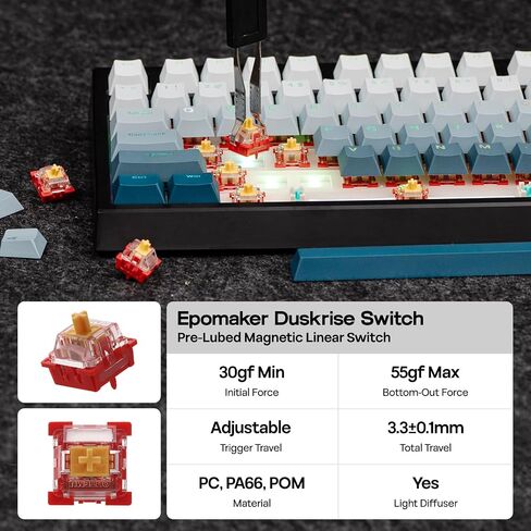 EPOMAKER G84 HE Wireless Gaming Keyboard, 8K Polling & 8000mAh, SOCD & DKS, Hall Effect Keyboard with Fast Trigger & Adjustable Actuation, RGB Backlit, PBT Keycap, Hot-Swap, for Win/Mac in Saudi Arabia