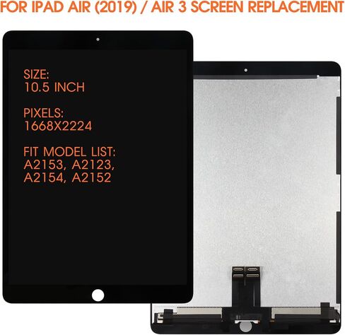 for iPad Air 3 Screen Replacement for iPad Air 2019 3rd Gen LCD A2153, A2123, A2154, A2152 LCD Digiitzer Touch Assembly Repair Parts (Without Home Button) (Black) in Saudi Arabia