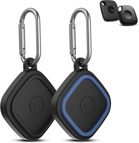 2-Pack Silicone Case for Tile Mate (2024/2022), Rugged Full Protective Cover for Tile Life360 Mate Tracker Anti-Slip Soft Tlie Mate Holder with Key Ring for Keys, Bag, Luggage, Pets (Black+Blue) in Saudi Arabia