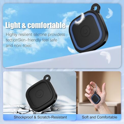 2-Pack Silicone Case for Tile Mate (2024/2022), Rugged Full Protective Cover for Tile Life360 Mate Tracker Anti-Slip Soft Tlie Mate Holder with Key Ring for Keys, Bag, Luggage, Pets (Black+Blue) in Saudi Arabia