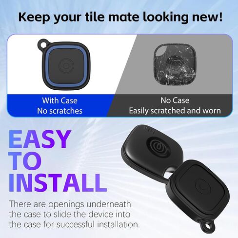 2-Pack Silicone Case for Tile Mate (2024/2022), Rugged Full Protective Cover for Tile Life360 Mate Tracker Anti-Slip Soft Tlie Mate Holder with Key Ring for Keys, Bag, Luggage, Pets (Black+Blue) in Saudi Arabia