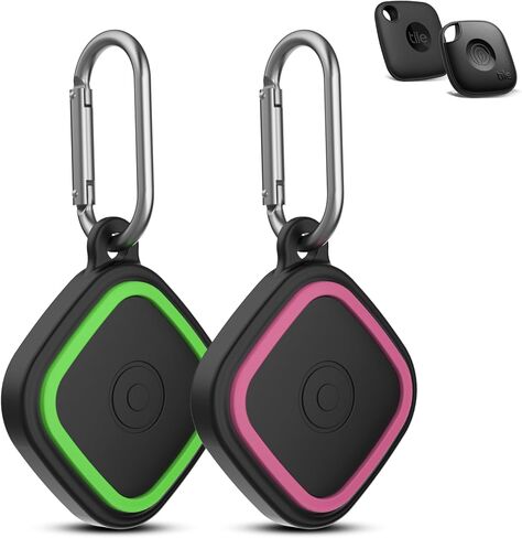 2-Pack Silicone Case for Tile Mate (2024/2022), Rugged Full Protective Cover for Tile Life360 Mate Tracker Anti-Slip Soft Tlie Mate Holder with Key Ring for Keys, Bag, Luggage, Pets (Black+Blue) in Saudi Arabia