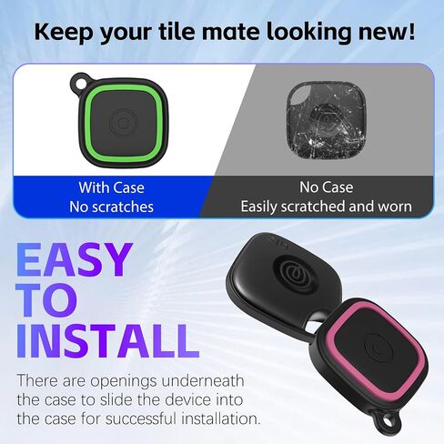 2-Pack Silicone Case for Tile Mate (2024/2022), Rugged Full Protective Cover for Tile Life360 Mate Tracker Anti-Slip Soft Tlie Mate Holder with Key Ring for Keys, Bag, Luggage, Pets (Black+Blue) in Kuwait